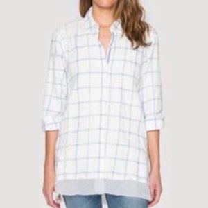Johnny Was White Plaid Button-Down Tunic Top